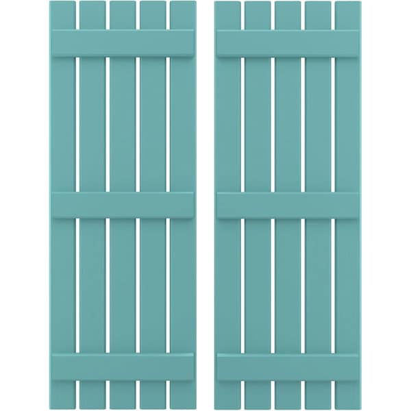 Ekena Millwork Americraft 5-Board, 3 Batten Exterior Real Wood Spaced Board-n-Batten Shutters, ARW401SB519X38PTH, PR ARW401SB519X38PTH - main
